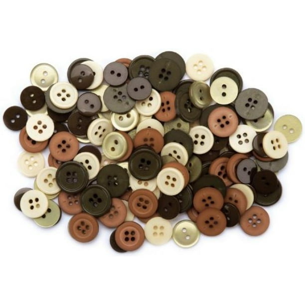 Favorite Findings Basic Buttons Assorted Sizes, 130/Pkg, Brown