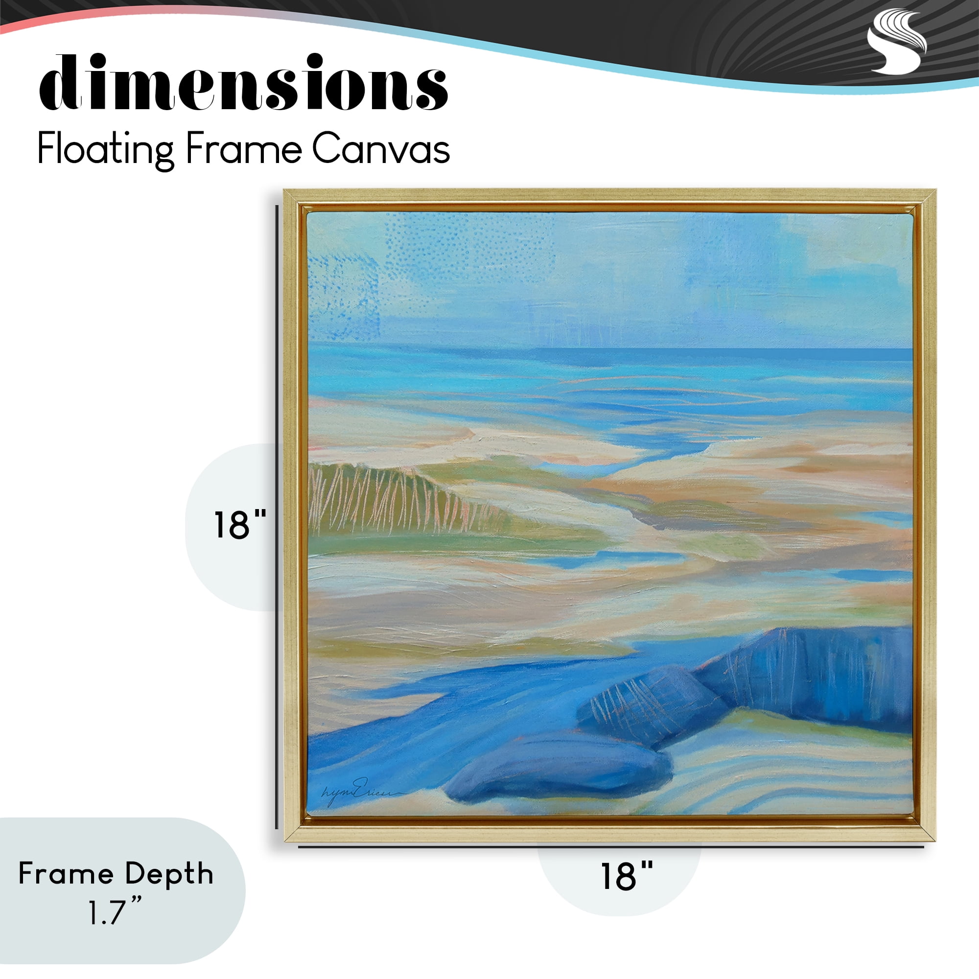 Stupell Industries Low Tide Azure Dunes Gold Framed Floater Canvas Wall Art, design by Lynn Ericson Fine Art