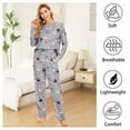 thumbnail image 3 of Cotton Pajamas Sets for Women 2pcs Long Sleeve and Long Pants Pajama Set Cute Print Pajama Set Womens Soft Loungewear Set with Pockets, S-XXL, 3 of 13