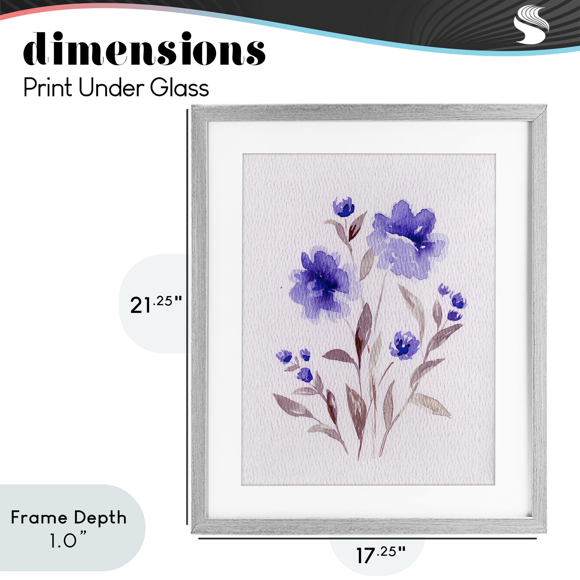 Stupell Industries Blooming Purple Flowers Gray Framed Print Under Glass, design by Leah Noel Art