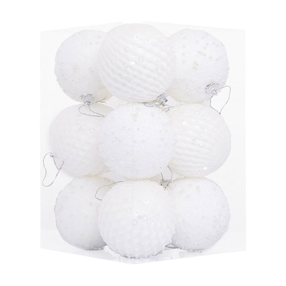 Staron 12PCS Christmas Ornaments Sets, 80mm 3.15" Large Christmas Ball, Shatterproof Christmas Ball Ornaments for Christmas Tree Decorations, White