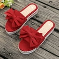 thumbnail image 4 of Wowcloth Roman Flatform Slides for Women – Comfortable Slip-On Sandals with Bow Decoration for Casual Outings and Home Comfort,Plus Size, 4 of 9
