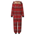 thumbnail image 7 of Odeerbi Christmas Onesie Pajamas for Family Holiday Sleep Jumpsuit Long Sleeve Family Christmas Pajamas Matching Sets Mom Fashion Lattice Print Plush Jumpsuit Sleepwear PJs Set Red, 7 of 7