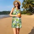 thumbnail image 3 of Logiee Green Tropical Print Summer Dresses for Women,Beach Sleeveless Flowy Pocket Tshirt Tank Sundresses,Women's Sleeveless Dress, 3 of 7