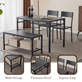 thumbnail image 3 of Ktaxon 4 Pcs Dining Table Set, Dinning Set for 4 with 2 Chairs and Bench, Dinner Table with Storage Rack, Nesting Furniture Set for Dining Room, Restaurant, Black Wood, 3 of 8
