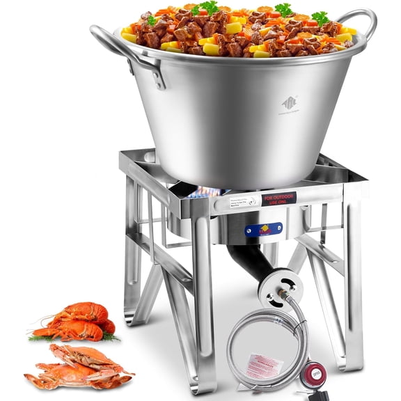 ARC Stainless Steel Mexican Cazo Para Carnitas With 200,000 BTU Propane Stove,Great for Carnitas, Braising, Seafood Boiling, Inoxidable Wok comal Fry,For Outdoor Cooking (69QT)