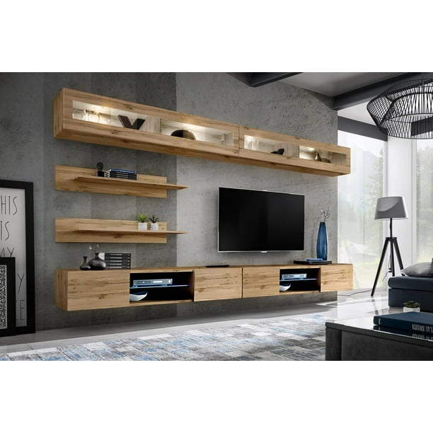 Fly I2 33tv Wall Mounted Floating Modern Entertainment Center Walmart Com Walmart Com