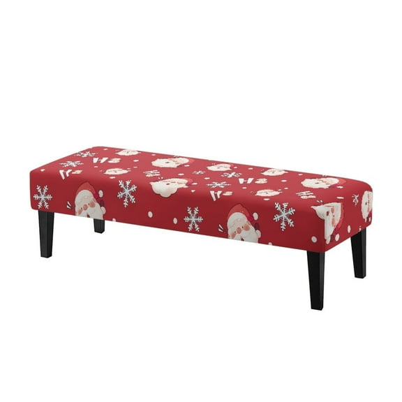 POLERO Christmas Dining Bench Cover, Stretch Washable Long Bench Seat Covers, Rectangle Table Chair Slipcover for Dining Room, Living Room, Kitchen(Adorable Santa Claus)