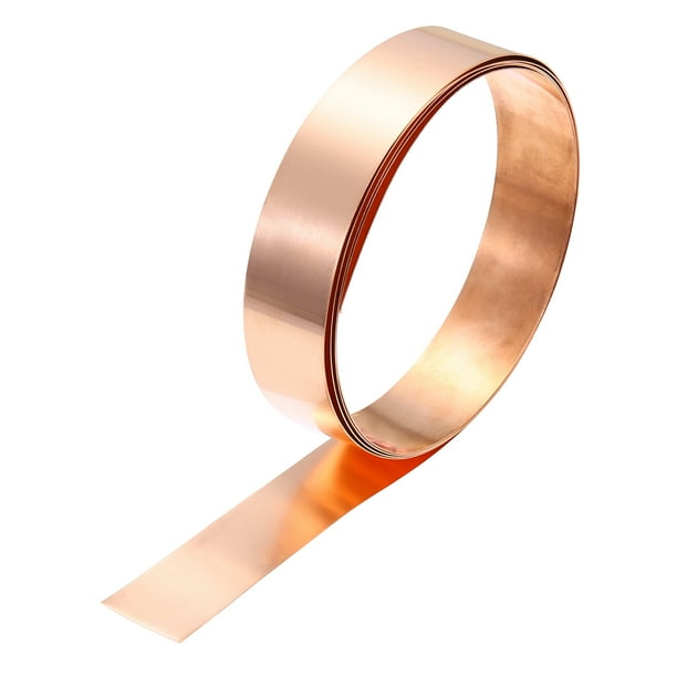 Rollo de hoja de cobre de 0.3mm x 30mm x 2000mm Uxcell, tira de cobre 99.9% pura, placa de metal para proyectos de bricolaje, manualidades de joyería, reparación eléctrica