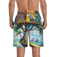 thumbnail image 3 of KLL Whimsical Treehouse Painting Men's Casual Summer Beach Shorts Hawaiian Shorts with Pockets-Medium, 3 of 5