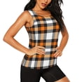 thumbnail image 2 of Fotbe Orange Plaid Womens Loose Fit Casual Flowy Slim-Fit Tank Tops Athletic Round Neck Trendy Sleeveless Summer Tops for Gym and Yoga-, 2 of 7