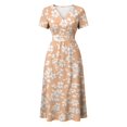 thumbnail image 6 of Sundresses for Women Crossover Wrap V Neck Short Sleeve Summer Dress Casual Loose A-Line Knee Length Swing Dress, 6 of 7