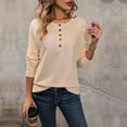 thumbnail image 2 of MaFYtyTPR Fall Sweatshirts for Women Women'S 2024 Long Sleeved T-Shirt Solid Color Top Round Neck Pullover Knitted Sweater Beige S, 2 of 5