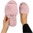 thumbnail image 5 of Fnooota Womens Slide Slippers, Indoor Soft Sole Non Slip Open Toe Fuzzy Slippers Bedroom Shoes Pink Size 9-9.5, 5 of 7