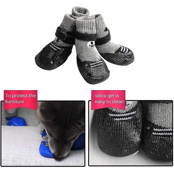 Calcetines antideslizantes para perros - Calcetines con agarre para perros con control de tracción para uso en pisos de madera dura en interiores, protector de patas para mascotas