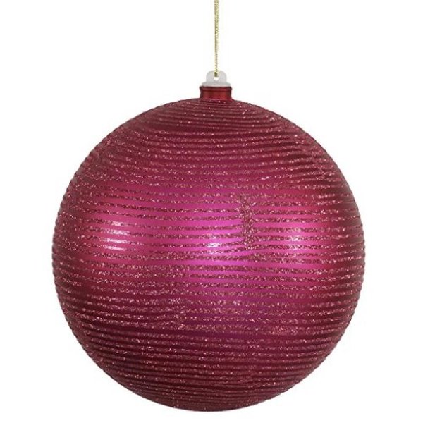 Vickerman 8" Magenta Matte Shatterproof Ball Ornament with matching Glitter comes with Secured Cap