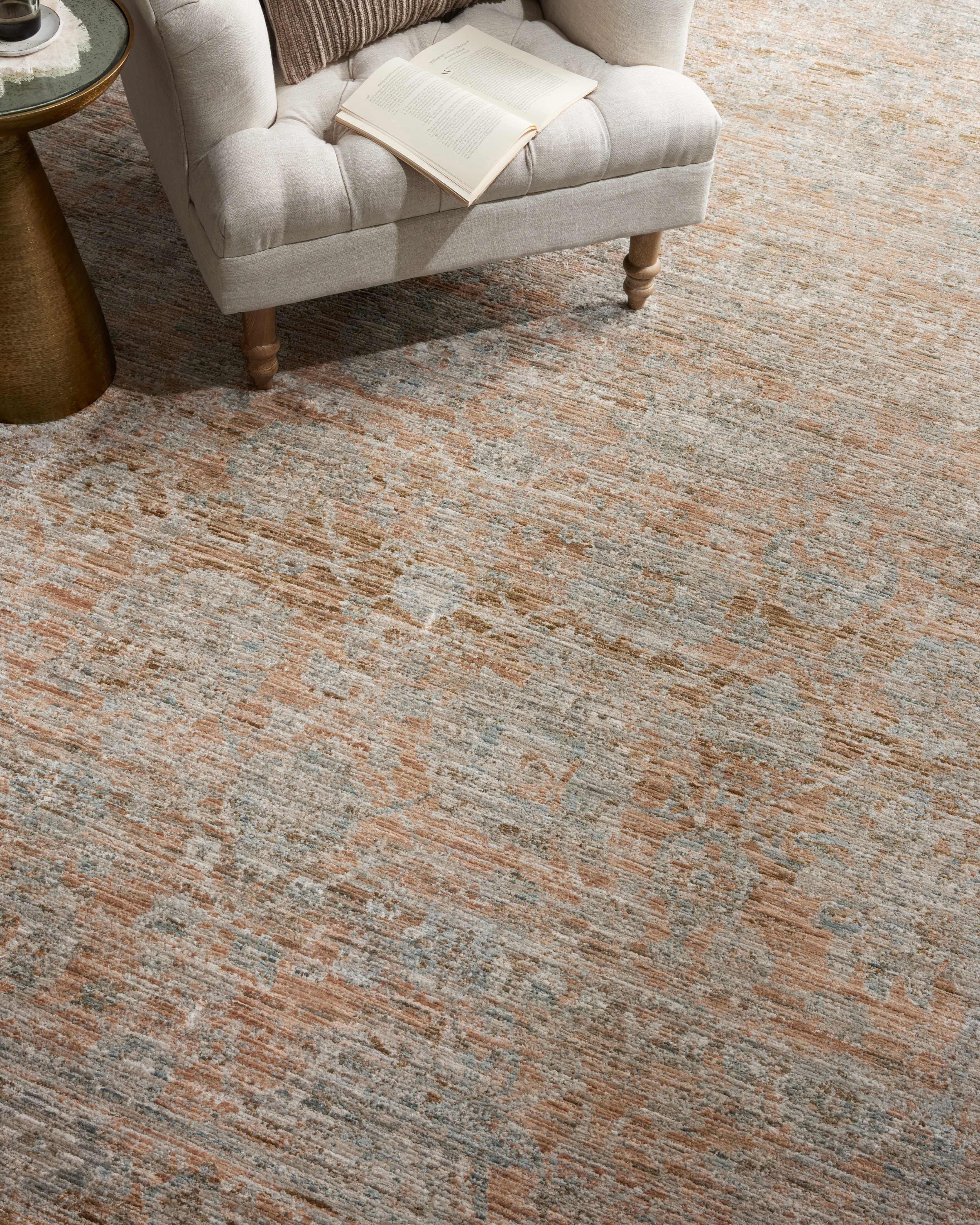 Jean Stoffer x Loloi Katherine Terracotta / Smoke 5'-3" x 5'-3" Round Accent Rug