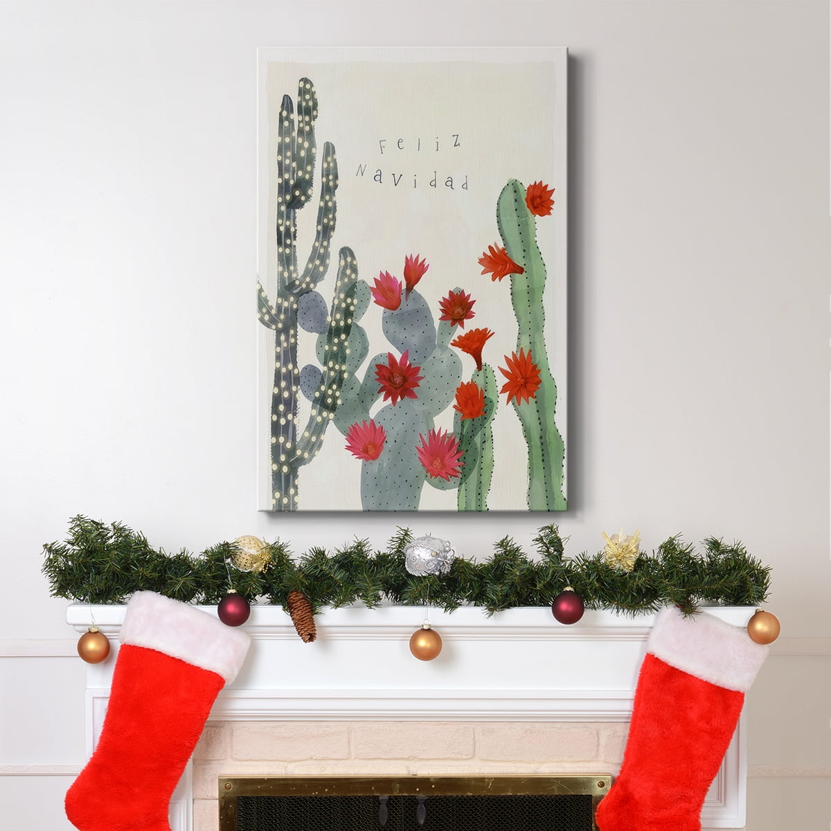 Desert Christmas Cactus II- Gallery Wrapped Canvas