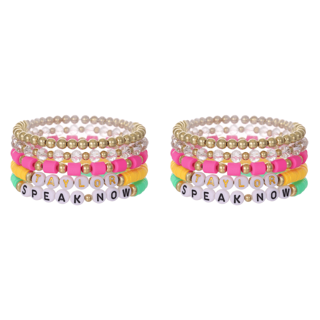 5 pulseras de amistad con cuentas de letras para niñas y mujeres fans de Taylor (estilo C)
