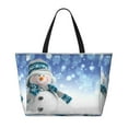 thumbnail image 2 of Balery Christmas Snowman In The Snow Beach Travel Bag - Water-Resistant, Large Capacity Lightweight Tote with 7 Pockets for Women and Men - Perfect for Beach, Pool, Gym, and Travel, 2 of 7