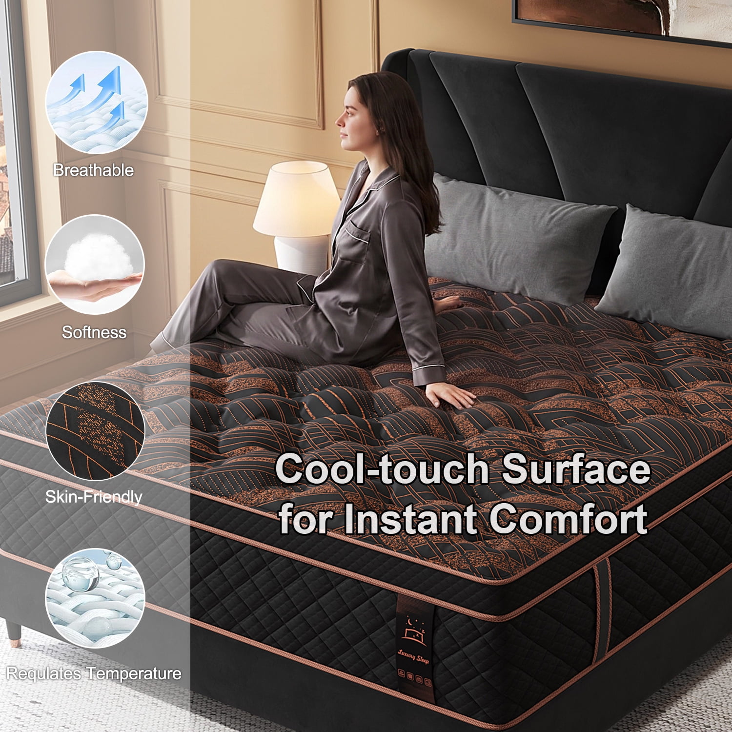 Skyhedon Twin Size Mattress 12 inch Gel Memory Foam Medium Firm Pocket Springs Hybrid Mattress in a box for Motion Isolation,Black