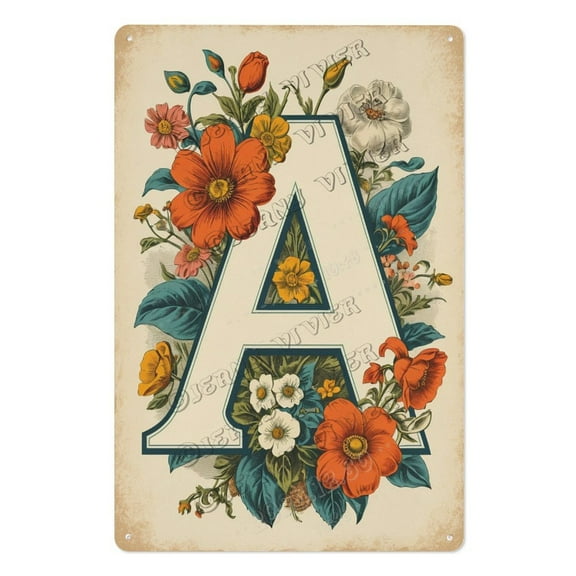 Personalized Floral Letter 'A' Wall Sign – Ideal for Nursery, Bedroom & Living Room, Gift for Housewarming & Birthdays 12x16 inch
