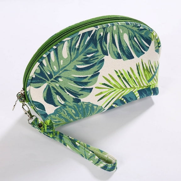 Konghyp Tropical Canvas Makeup Bag – Cosmetic Toiletry Storage Pouch, Travel Purse for Women, Portable Makeup Organizer, Zippered Toiletry Bag, Travel Accessories Pouch for Women