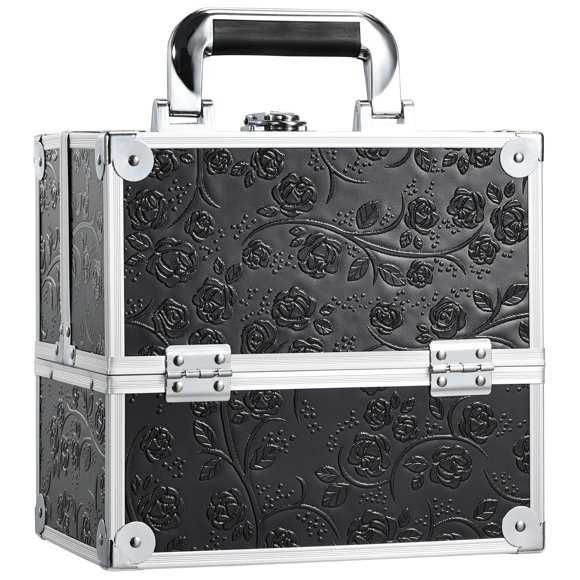 Organizador portátil MAKEUP Train Case FRENESSA con candado, color negro
