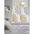 thumbnail image 4 of Tier Curtains 45 Inches Long, Boho Gray Beige Floral Window Treatment Curtain Drapes, Retro Abstract Art Flowers Window Half Privacy Curtains for Bedroom Bathroom, 42"x45", 2 Panels, 4 of 7