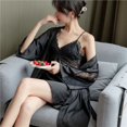thumbnail image 3 of Pijama sexy de primavera y verano para mujer, camisón fino de seda helada con almohadilla para el pecho, camisón con tirantes, conjunto de dos piezas, ropa de belleza para el hogar, 3 of 6