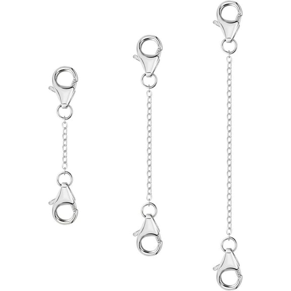 3 Pcs 925 Sterling Silver Necklace Extenders Gold Plated Durable Strong Removable Necklace Bracelet Anklet Extension Chain Extenders for Jewelry Making 1 2 3 Inch White Gold {ä»¶æ•°}