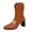 Brown, variant on Women's Cowboy Western Ankle Boots Slip on Chelsea Bootie Stacked Heel Dressy Short Boot