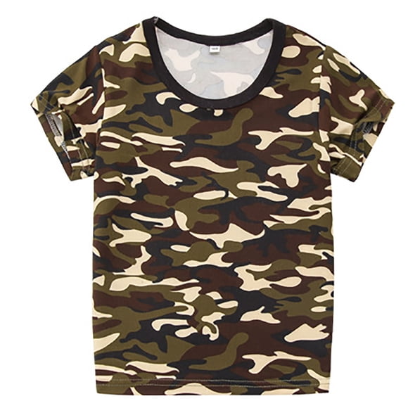 TOOYOU Boys Summer T-Shirt Camo Short Sleeve Tee Shirts Size 2-3 Years Coffee