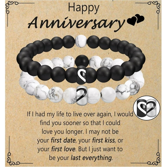 Matching Bracelets for Couples Gifts for His And Her Long Distance Relationship Bracelets Birthday Anniversary Christmas Gifts for Men, Women, Boyfriend, Girlfriend, Bf Gf