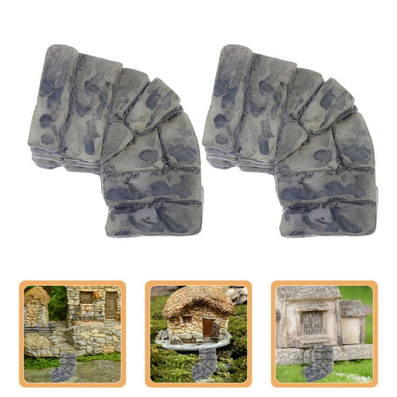 AURARMLET 12Pcs Grey Miniature Stone Steps Resin Fairy Garden Style for Fish Tank Decor