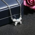 thumbnail image 5 of EOEMY Women 925 Silver Bow Shape Jewelry Elegant Cubic Zircon Necklace Pendant, 5 of 6