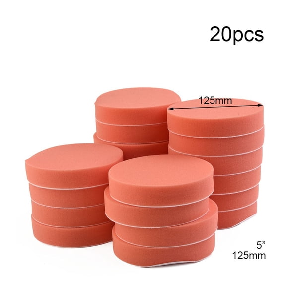 20pc 125mm / 5 Flat Sponge Polishing Buffing Pads Waxing Clean Car Polisher Set