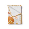 thumbnail image 2 of Flip Flop Soft Flannel Fleece Blanket, Stained Grungy Design of Circular Life is Better in Flip Flops Text, Cozy Plush for Indoor and Outdoor Use, 50" x 60", White Orange and Yellow, by Ambesonne, 2 of 6