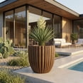 thumbnail image 3 of Ecobo 15.7" Tall, Eco-Friendly Round Pot Planter, Cocoa Indoor/Outdoor use, Durable, Versatile & Lightweight, Designed by Brazilian Artisans, Contemporary All-Weather Design – Brown, 3 of 6