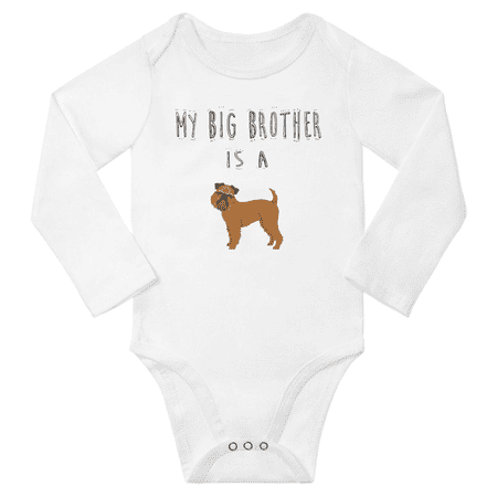

My Big Brother is a Brussels Griffon Dog Cute Baby Long Sleeve Clothes Bodysuit Boy Girl (White 6-12M)