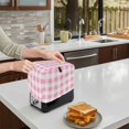 thumbnail image 6 of Toaster Cover 2 Slice, Pink Checkered Dustproof Bakeware Oven Protector with Top Hook, Pink White Buffalo Plaid Waterproof Small Kitchen Appliance Toasters Dust Cover, 12"x7.5"x8", 6 of 7