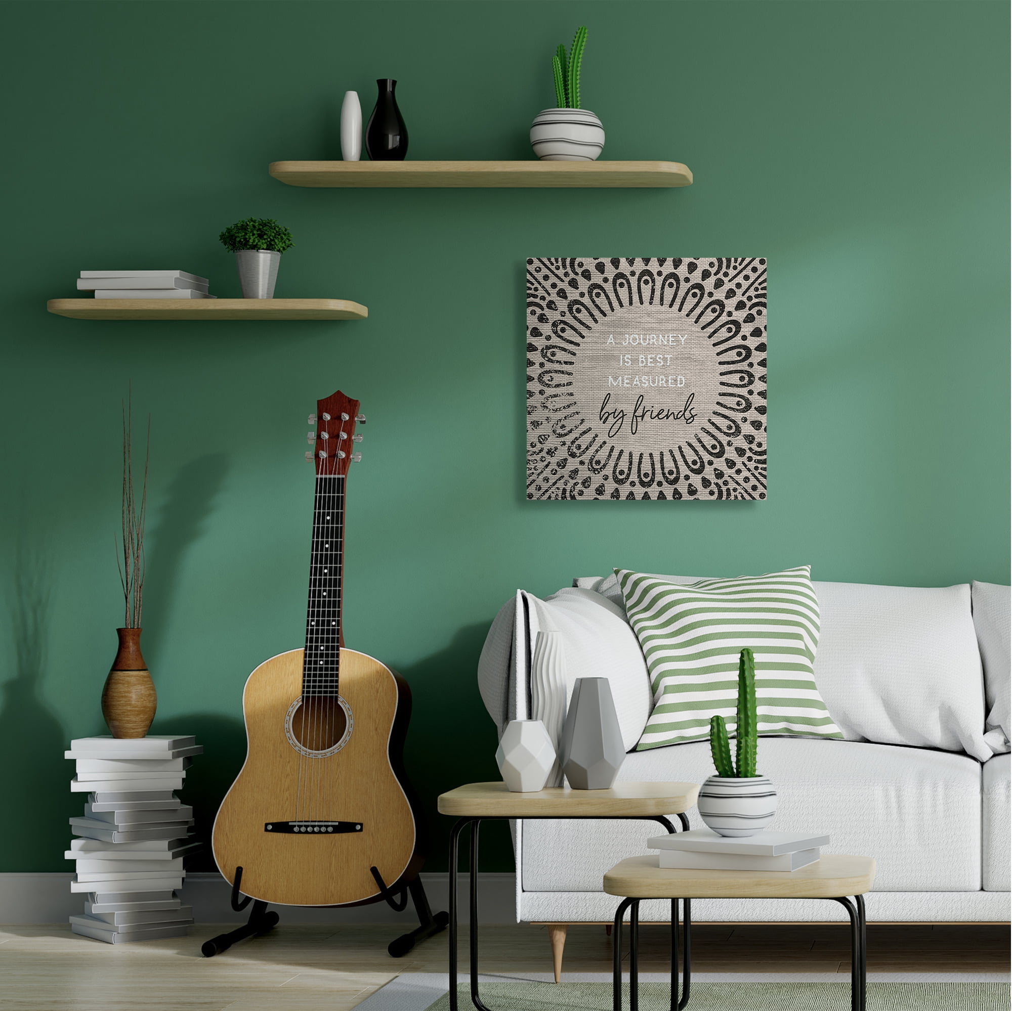 Stupell Industries Best Measured By Friends Quote Moroccan Inspired Pattern Canvas Wall Art by Daphne Polselli
