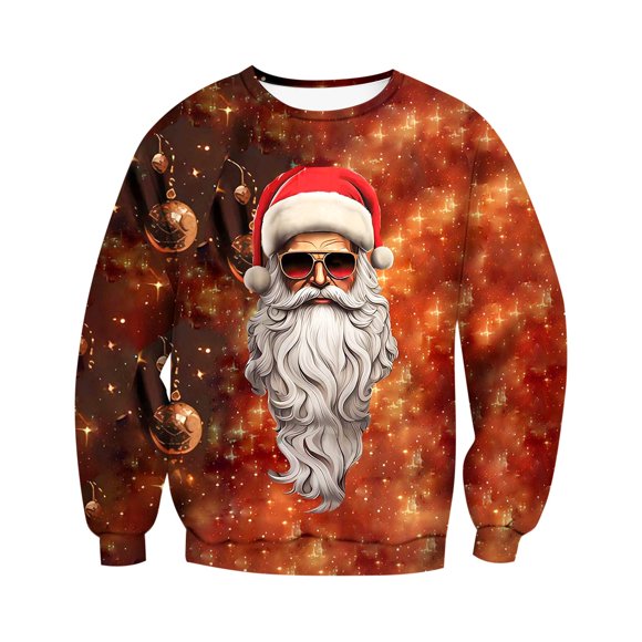 Men's Christmas Themed Short Sleeve Crewneck Sweatshirt Casual Round Neck T-Shirt Holiday Festive Apparel