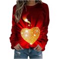 thumbnail image 1 of VALMASS Chandails en Molleton de la Saint-Valentin pour Femmes Manches Longues Imprimé Cœur Hauts Décontractés Col Rond Blouses d'Extérieur (2TG, Rouge), 1 of 3