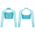thumbnail image 6 of Aislor Shiny Sequin Crop Top for Girls Long Sleeve Mock Neck Jazz Hip Hop Ballet Dancewear 6-16, 6 of 7