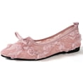 thumbnail image 7 of Crunowin Women's Lace-Up Bowknot Shoes, Pointed Toe Sweet Style Lace Trim Elegant Closed-Toe Flats Pink, 7 of 7