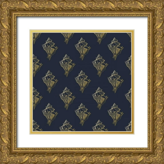 Murdock, Ramona 12x12 Gold Ornate Wood Framed with Double Matting Museum Art Print Titled - Gold Shell Pattern