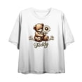 thumbnail image 4 of Teddy Bear With Daisy Women's White Crew Neck Short Sleeve Crop Tee-Small, 4 of 7