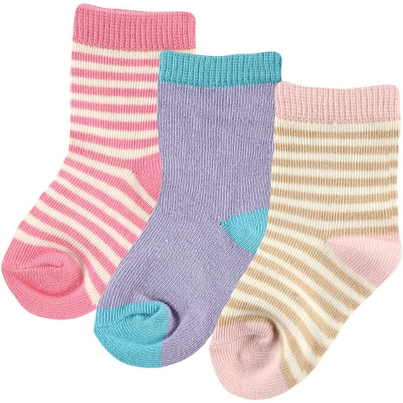 100% Organic Cotton Newborn Baby Clothes Girls Socks 3-Pack