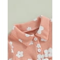 thumbnail image 6 of Wassery Baby Girls Romper Summer Casual Clothes 3 6 12 18 Months Infant Girls Short Sleeves Lapel Buttons Floral Jumpsuit with Waist Belt, 6 of 9